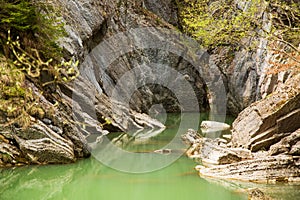 Gorges de la Jogne river canyon in Broc, Switzerland