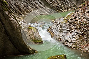 Gorges de la Jogne river canyon in Broc, Switzerland