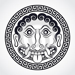 Gorgon head roun shield shape / Greek mythology symbol photo