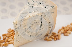 Gorgonzola cheese fresh cut and pinenuts
