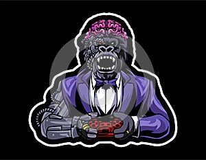 Gorila cyborg logo esport mascot