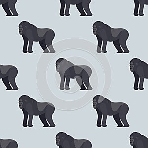 Gorila monkey rare animal vector seamless pattern macaque nature primate character wild zoo ape chimpanzee