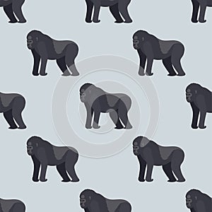 Gorila monkey rare animal vector seamless pattern macaque nature primate character wild zoo ape chimpanzee photo