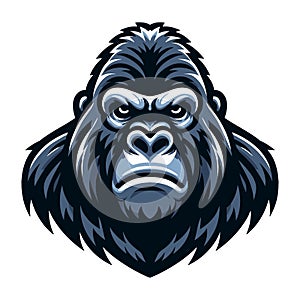 gorilla ape monkey head mascot design logo vector illustration isolated on white background