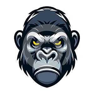 gorilla ape monkey head mascot design logo vector illustration isolated on white background