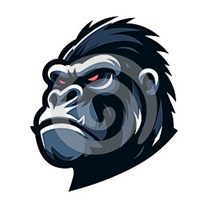 gorilla ape monkey head mascot design logo vector illustration isolated on white background