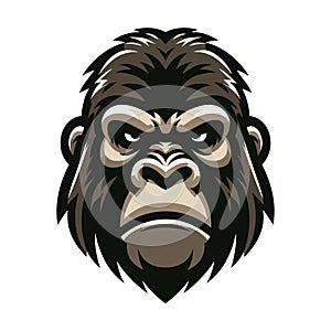 gorilla ape monkey head mascot design logo vector illustration isolated on white background