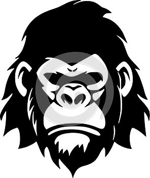 Gorilla - black and white isolated icon - vector illustration
