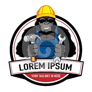 Gorilla builder mascot cartoon