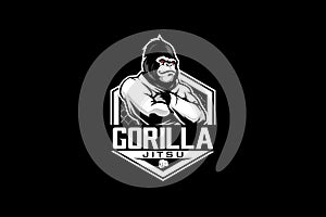 gorilla cartoon with martial arts kimono logo template