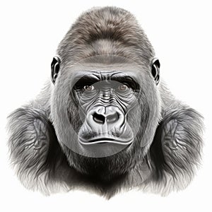 Gorilla Close-up Flat Drawing Front View 8k Ultra-clear Print