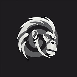 Minimalistic 2d Vector Icon Logo Of A Gorilla Down