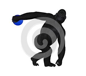 Gorilla Discus Thrower Discobolus Illustration