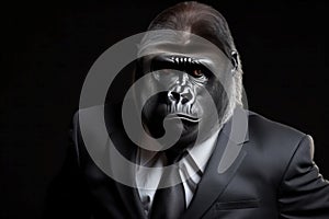 Gorilla dresed in suit. Generate Ai