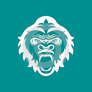 Gorilla head logo for sport club or team. Animal mascot logotype. Template. Vector illustration.