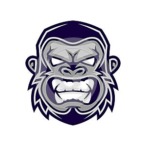 Gorilla head , monkey head , ape face logo