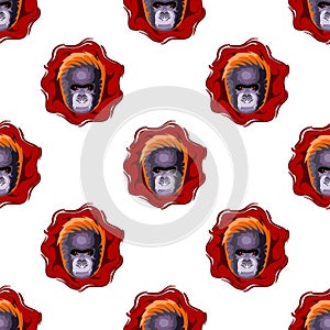 Gorilla head seamless pattern.