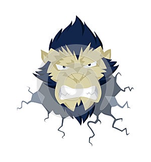 Gorilla head vector, angry monkey head vector, ape face logo.