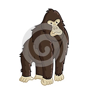 Gorilla icon. Isolated wild strong ape