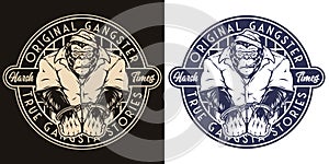 Gorilla inmate round shaped badge