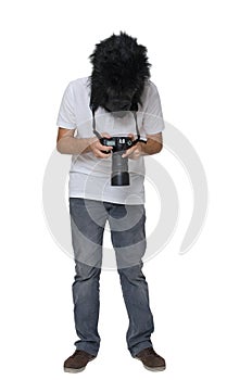 Gorilla man with a DSLR camera