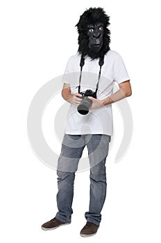 Gorilla man with a DSLR camera