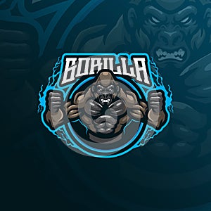 Gorilla mascot logo design vector with modern illustration concept style for badge, emblem and t shirt printing. Angry gorilla