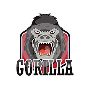 Gorilla mascot logo isolated on white background, vector illustration