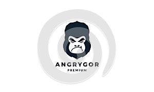 Gorilla or monkey head angry face logo vector illustration design