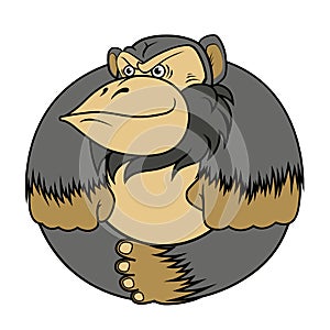 Gorilla monkey stylized as a circle