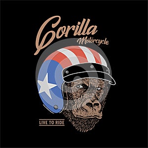 Gorilla motocycle.gorilla helmet Premium Vector