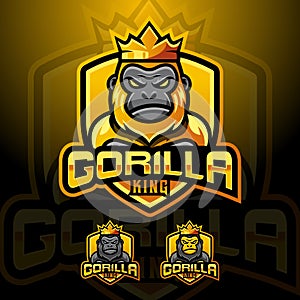 Gorilla royal king mascot logo design vector with modern illustration concept style for badge, emblem and tshirt printing. modern