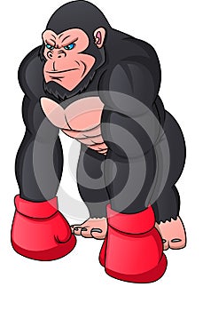 Gorilla in sportswear and boxing gloves