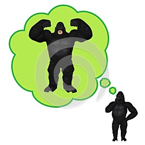 Gorilla Thinking Bodybuilding Pumping Up Muscles Illustration