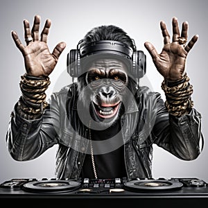 Hip-hop Gorilla Dj With Headphones - Tabletop Photography photo