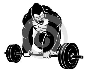 Gorilla Work Out, Barbell Lifting Illustration