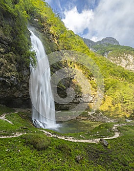 Goriuda waterfall (Fontanon di Goriuda), Valle Raccolana, Friuli Venezia Giulia, Italy