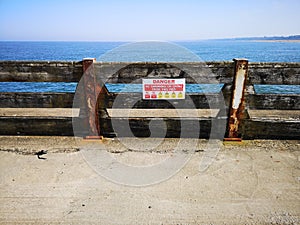 Gorleston beach Danger Sign
