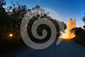 Gorliz lighthouse at sunset photo