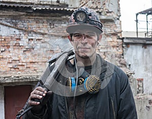 Gorlovka, Ukraine - February 26, 2014: Miner mine named Kalinin