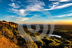 Gormire Lake and the Vale of York from Sutton Bank