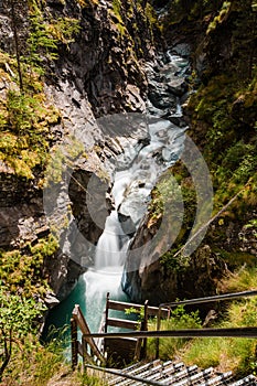 Gorner Gorge with tourist path and river below