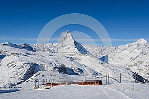 The Gornergrat train and Matterhorn