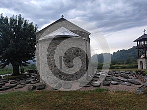 Gornji Milanovac Takovo Serbia Church of Saint John with old graves village Dici