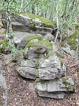 Gornji Milanovac Takovo Serbia mountain Treska old stones near the hiking trail