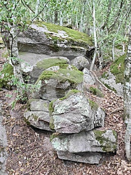 Gornji Milanovac Takovo Serbia mountain Treska old stones near the hiking trail