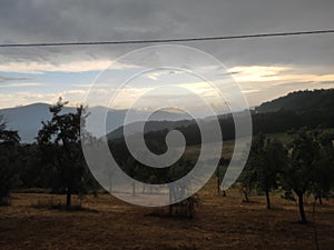 Gornji Milanovac Takovo Serbia mountain Treska panoramic view on rainy day