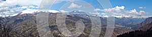 Gorno, Bergamo, Italy. Panorama on the Valle del Riso and the mountains that surround it