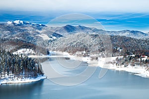 Gorski kotar, Lokvarsko lake and Risnjak mountain in Croatia in winter