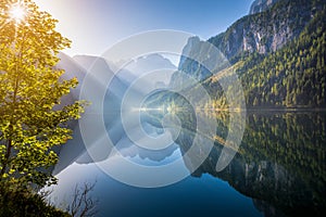 Gosau lake with Dachstein glacier in Summer, Upper Austria